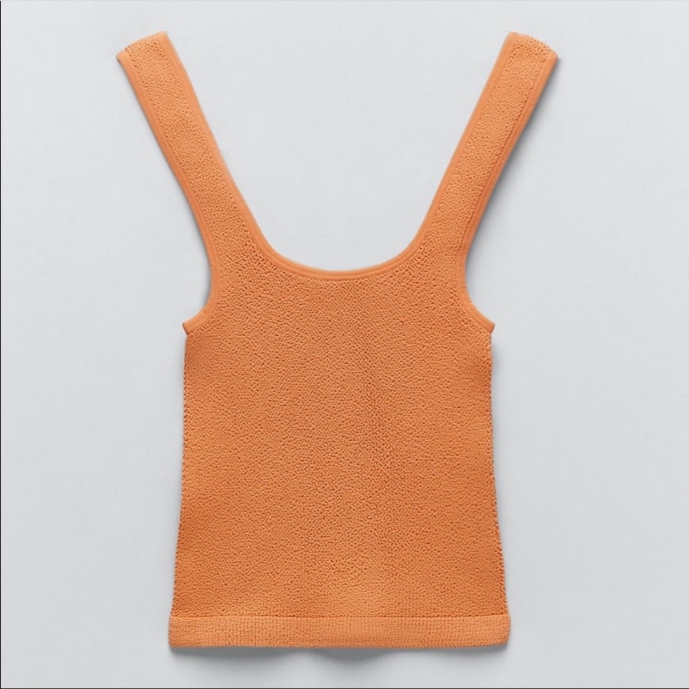 Orange Zara textured seamless tank top